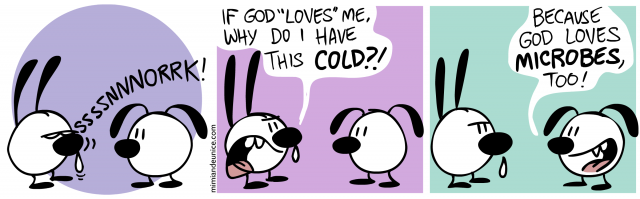 sssnoork / if god loves me why do i have this cold / because god loves microbes too